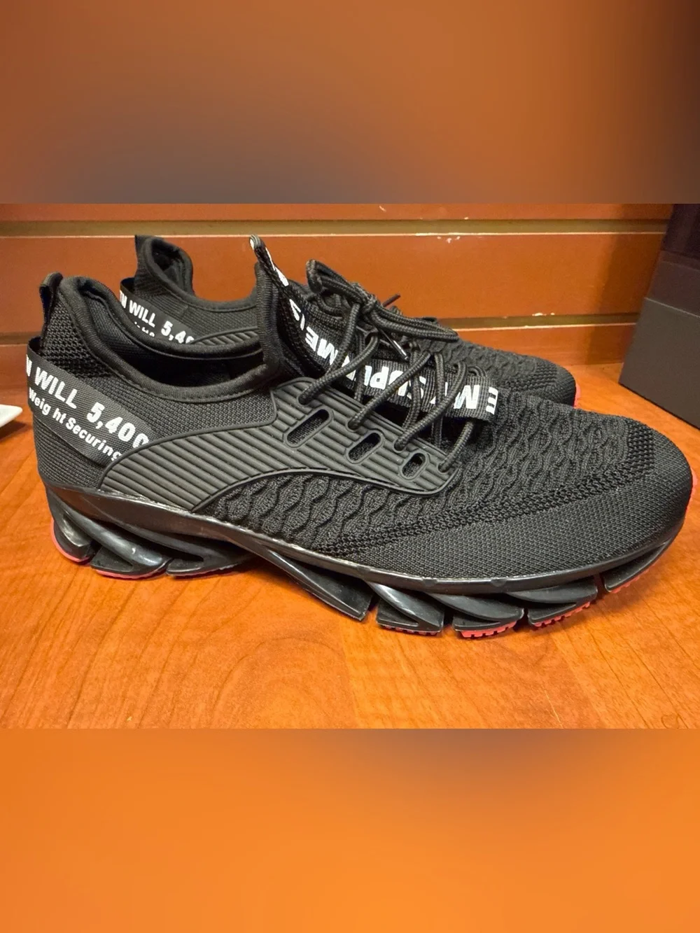 Black Knit Chunky Athletic Sneakers Size 45 - Picture 3 of 8